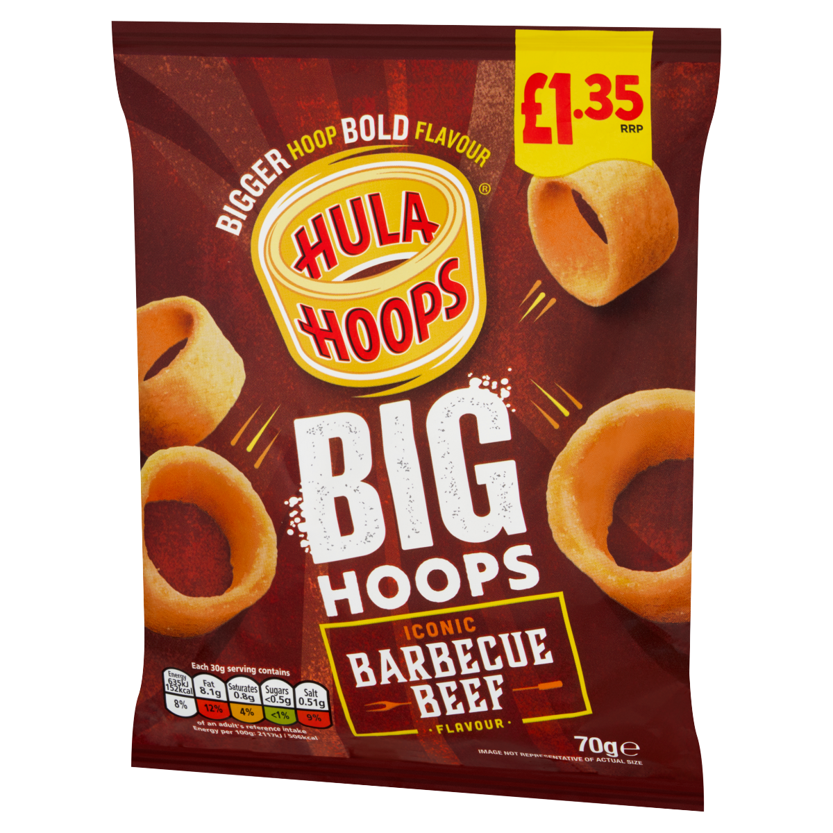Hula Hoops Iconic Barbecue Beef Flavour Big Hoops 70g
