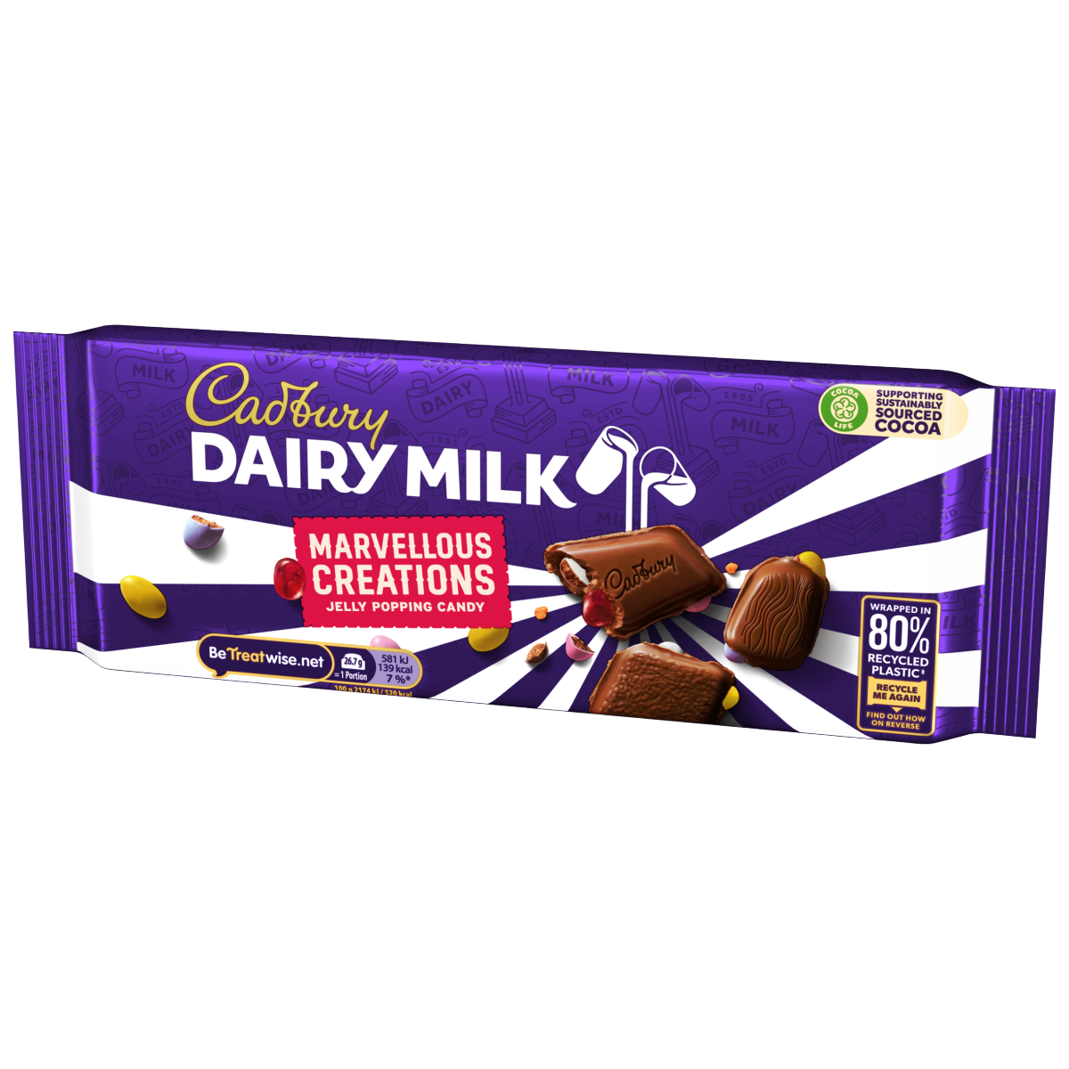 Cadbury Dairy Milk Marvellous Creations Jelly Popping Candy Chocolate Bar 160g