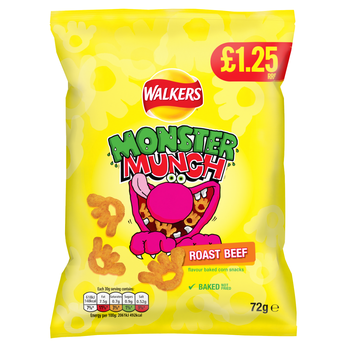 Walkers Monster Munch Roast Beef Snacks Crisps £1.25 RRP PMP 72g