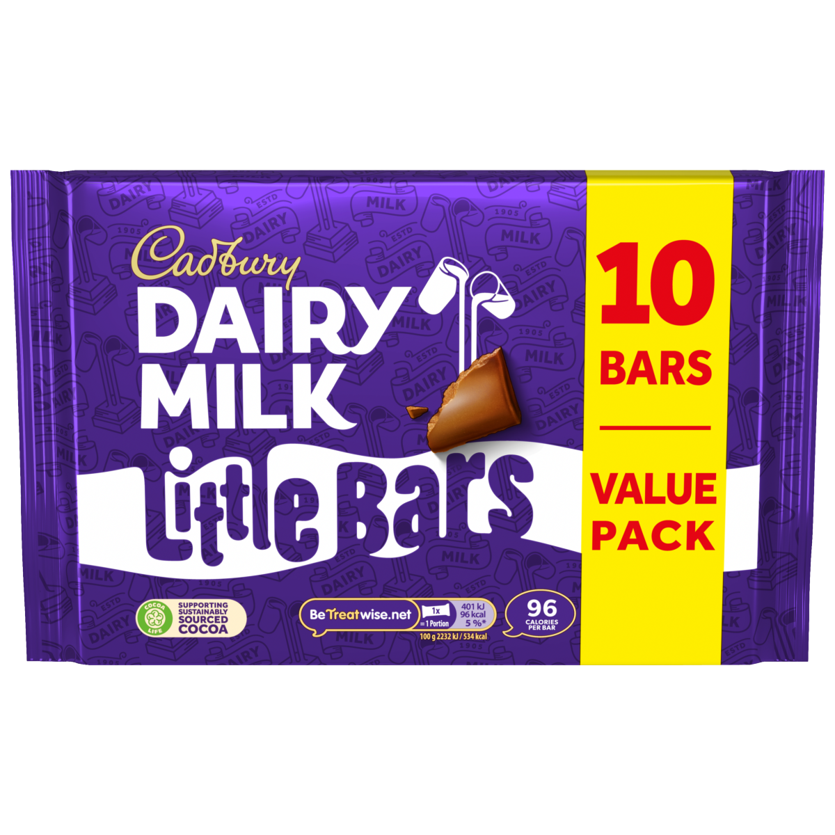 Cadbury Dairy Milk Little Bar Chocolate 10 Pack Multipack 180g (10 x 18g)