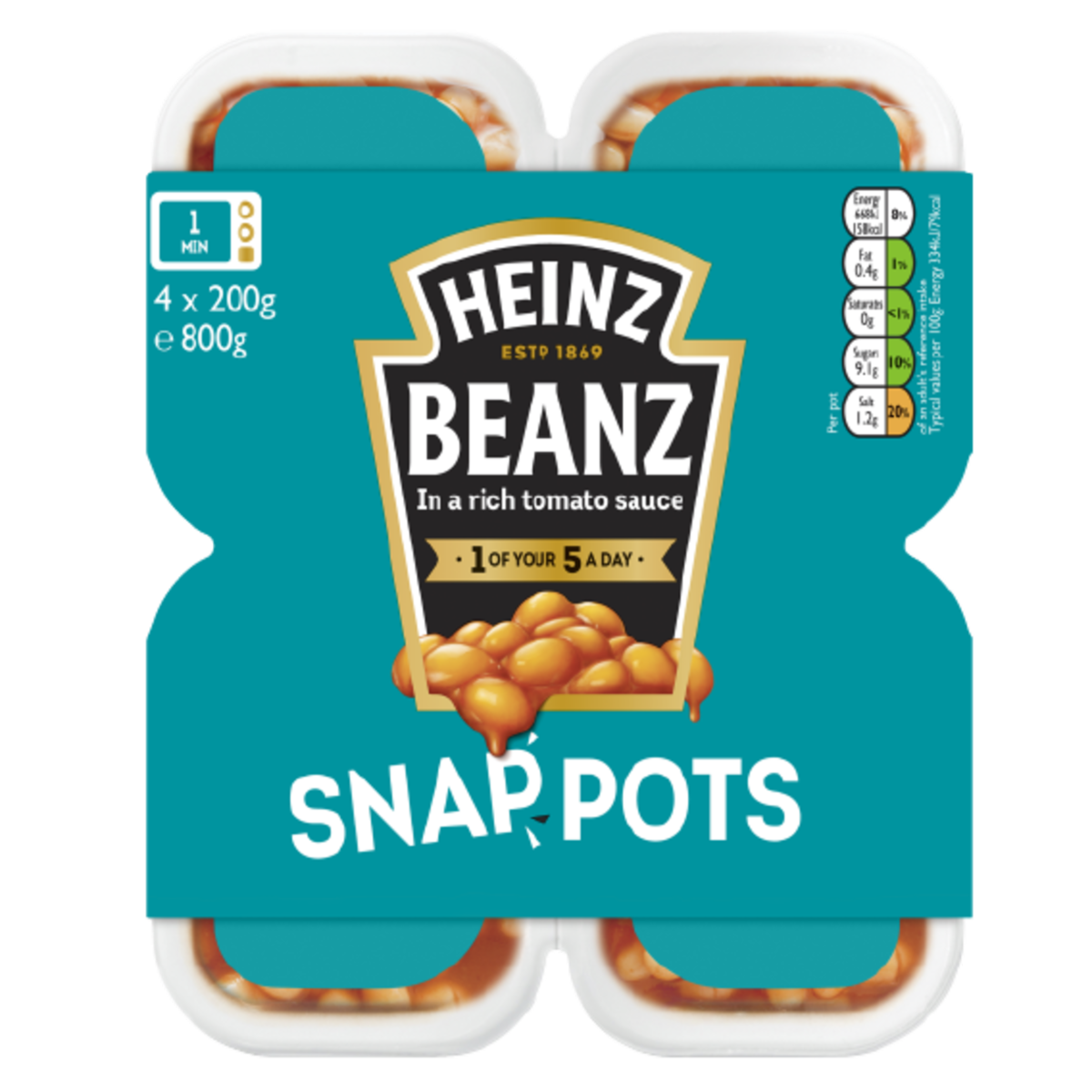 Heinz Baked Beans Snap Pots 200g (case of 6)