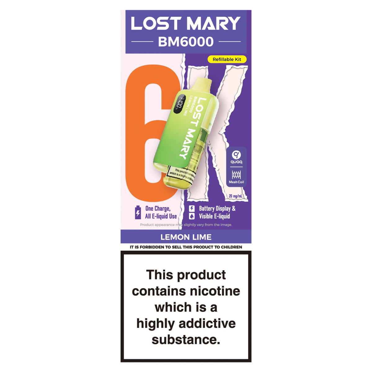 Lost Mary BM6000 Lemon Lime Refillable Kit 20mg/ml