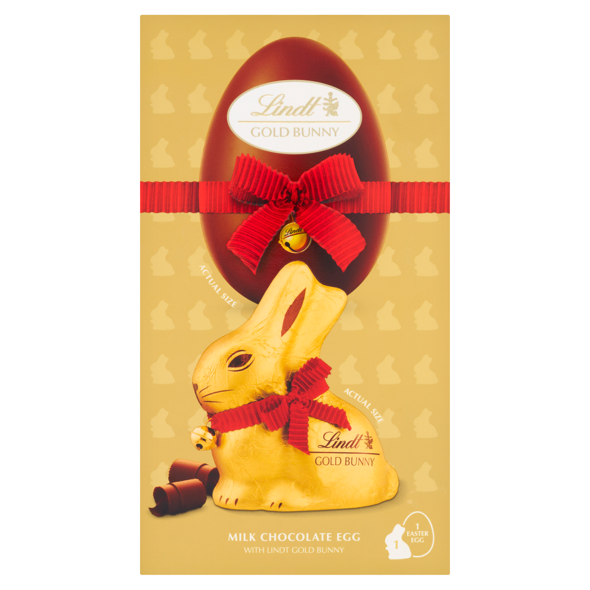 Lindt MILK CHOCOLATE EGG WITH LINDT GOLD BUNNY 195g