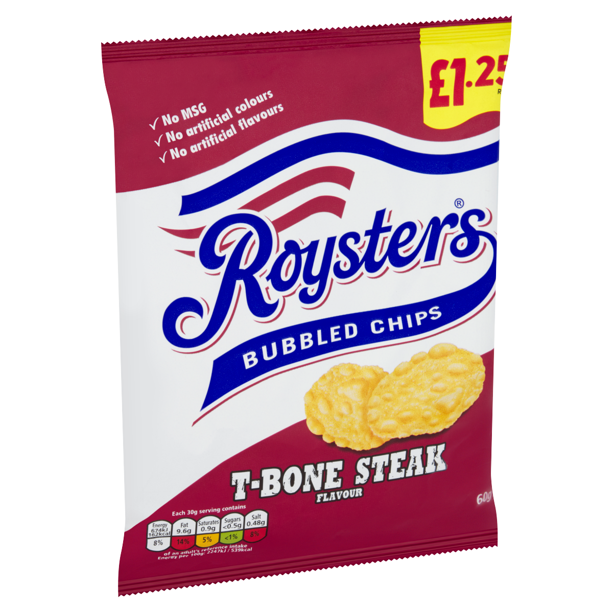 Roysters T-Bone Steak Flavour Bubbled Chips 60g