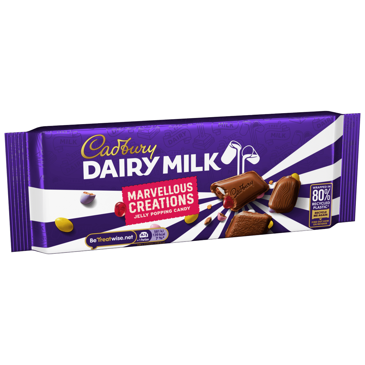 Cadbury Dairy Milk Marvellous Creations Jelly Popping Candy Chocolate Bar 160g
