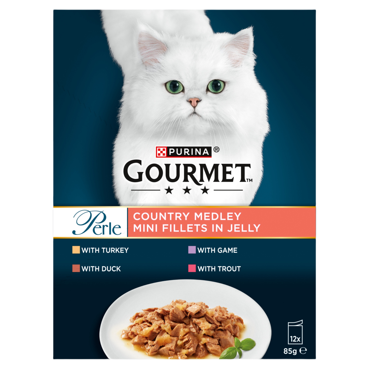 GOURMET Perle Country Medley Mini Fillets in Jelly Wet Cat Food 12x85g