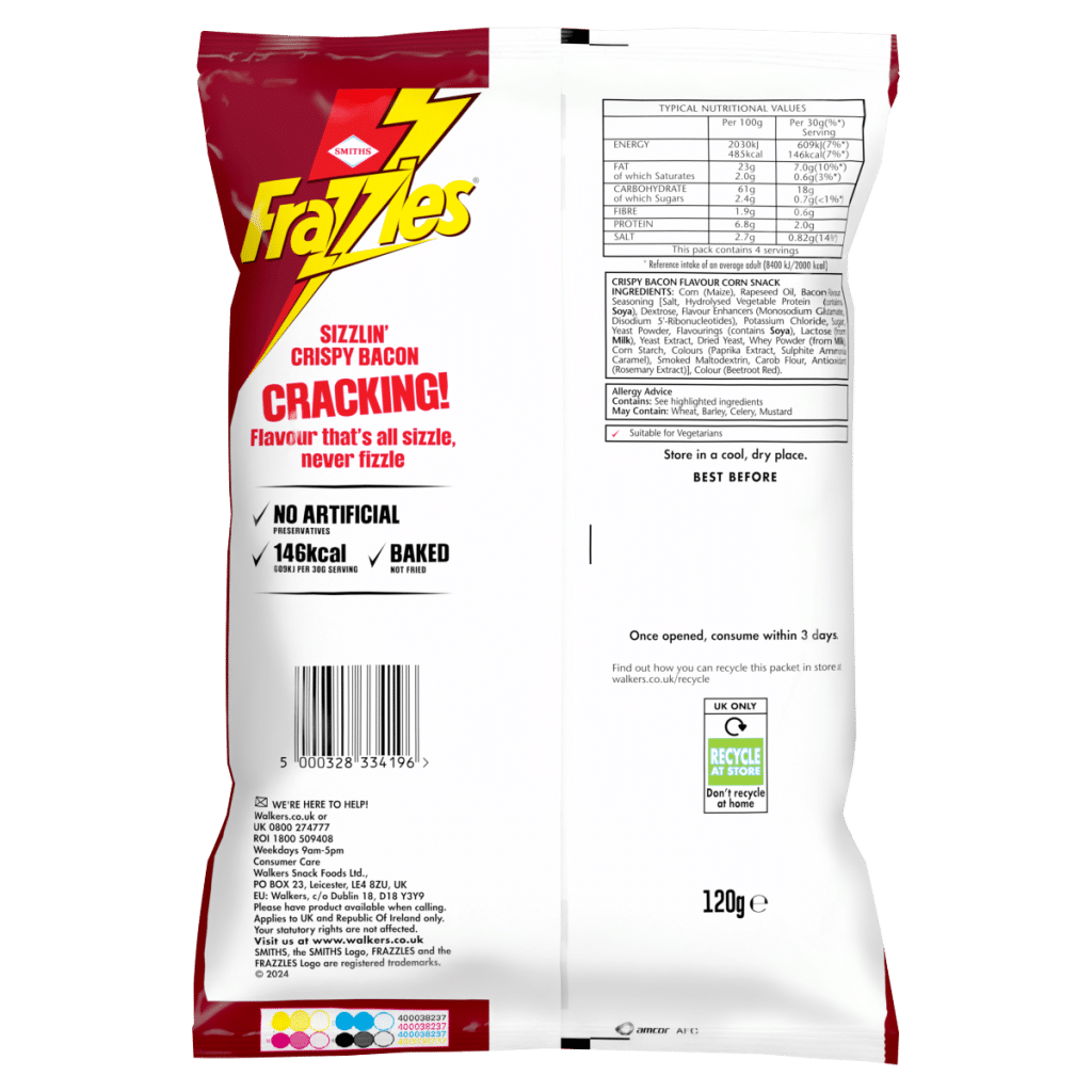 Smiths Frazzles Bacon Sharing Crisps 120g