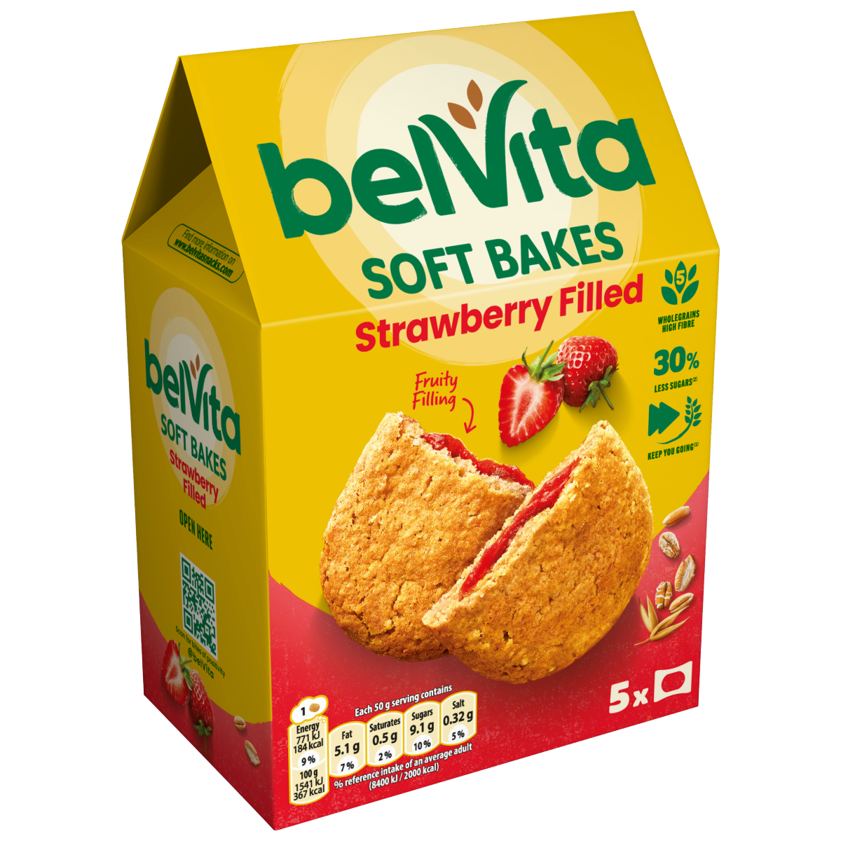 Belvita Soft Bakes Strawberry Filled Cereal Snack Bars Multipack 250g (5 x 50g)