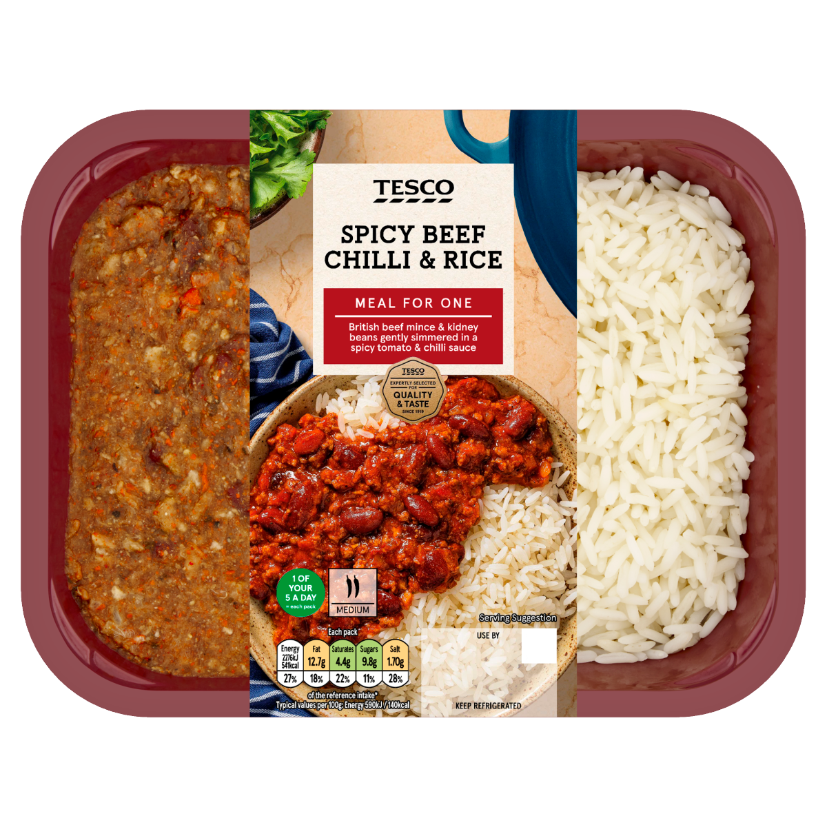 Tesco Spicy Beef Chilli & Rice 400g