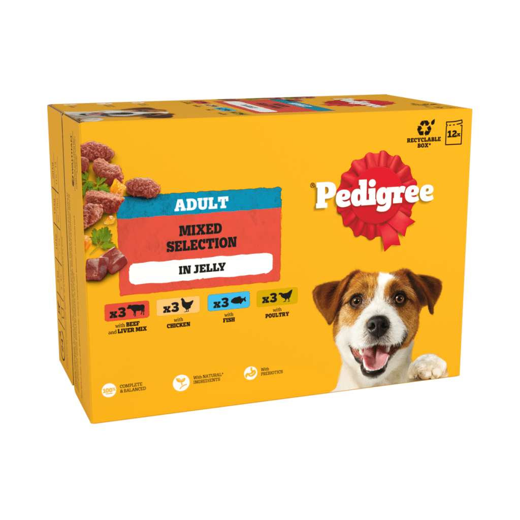 PEDIGREE® Adult Wet Dog Food Mixed Selection in Jelly 12 x 100g Pouch