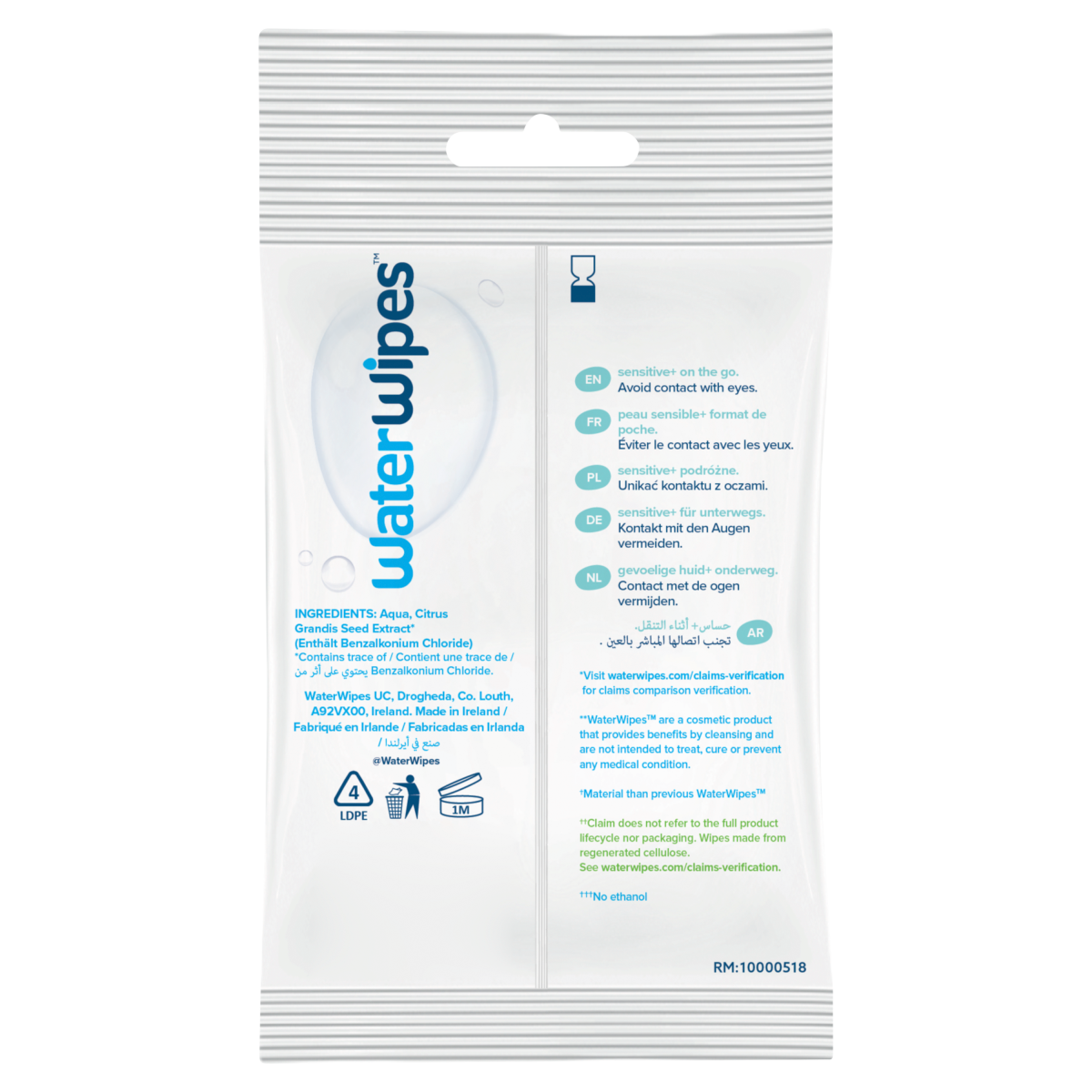 WaterWipes 10 on the Go Wipes