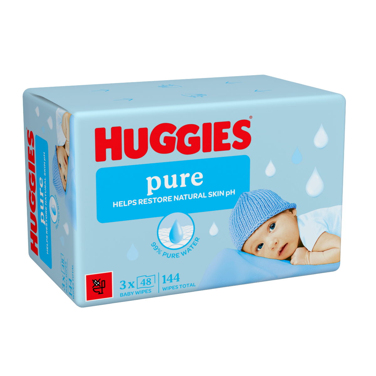 Huggies Pure Baby Wipes 3 x 48 (144)