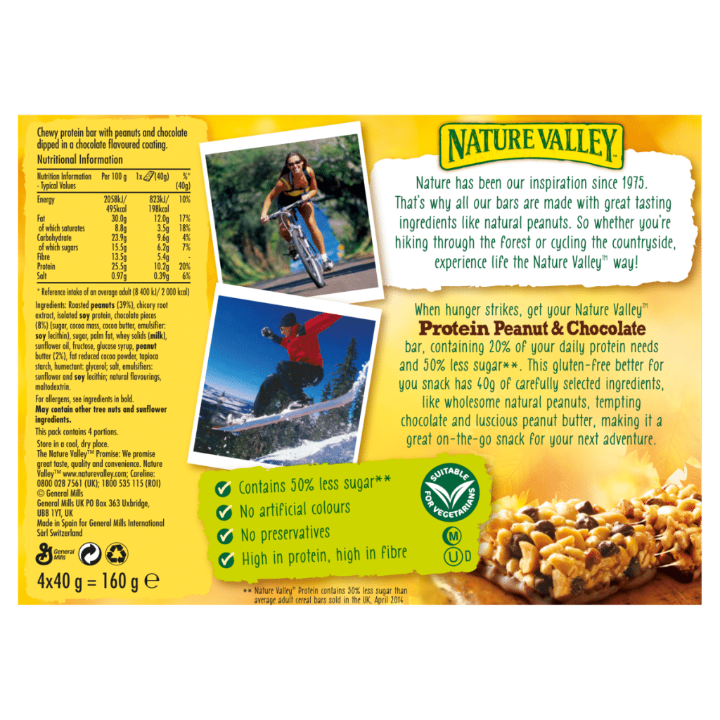 Nature Valley Protein Peanut & Chocolate Bars 4 x 40g (160g)