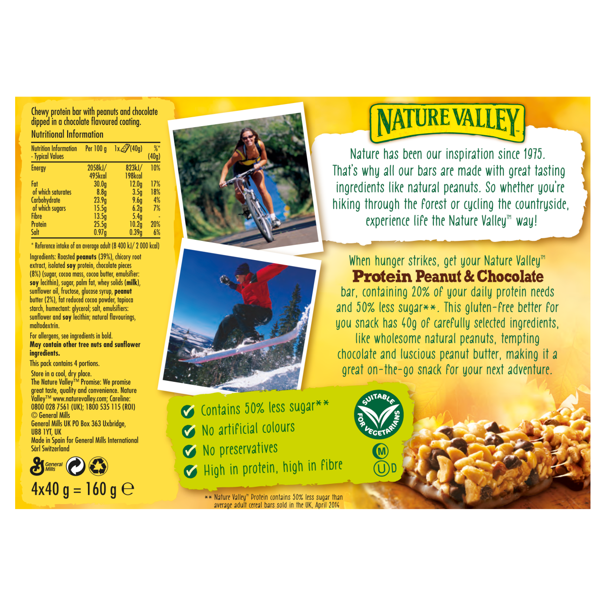 Nature Valley Protein Peanut & Chocolate Bars 4 x 40g (160g)