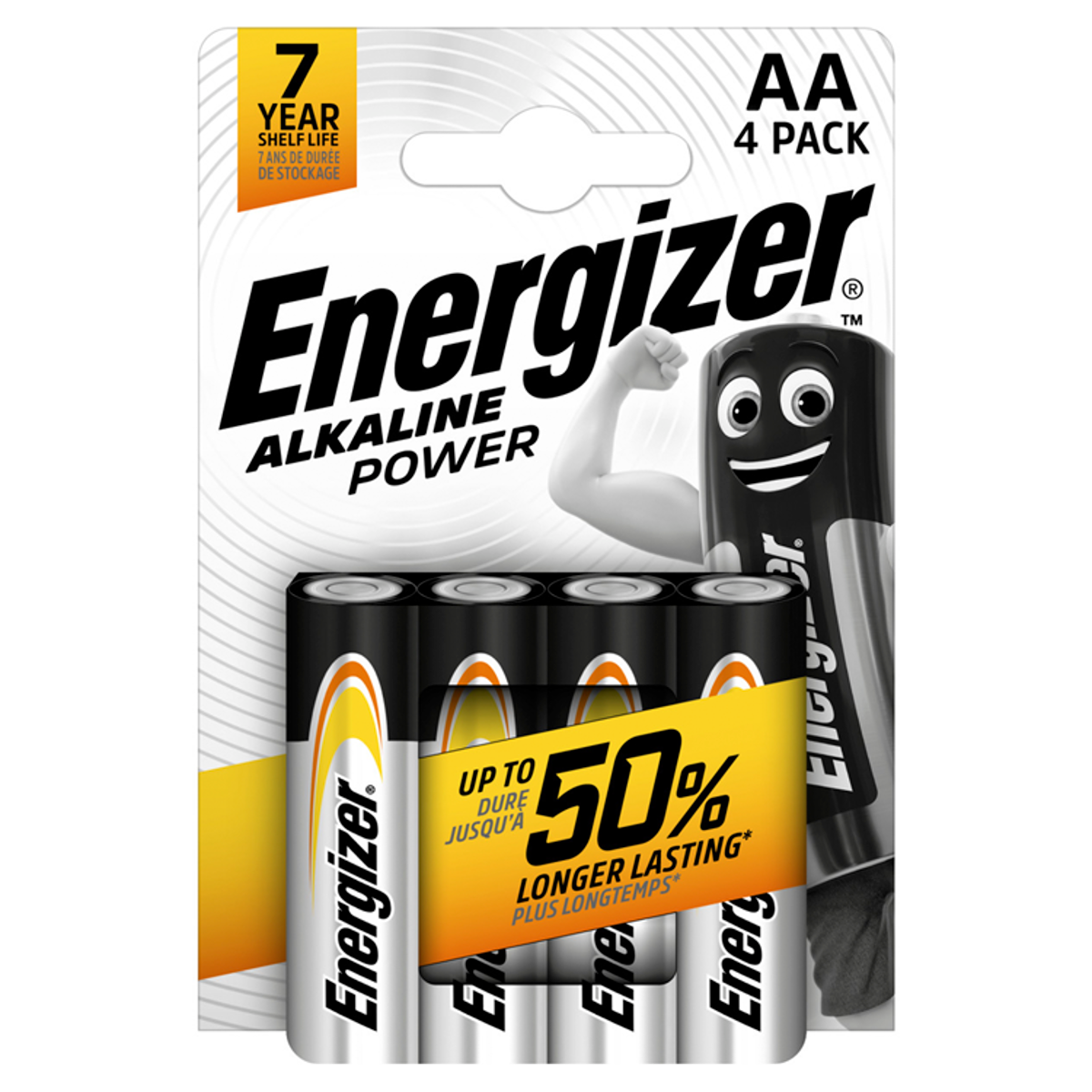 Energizer Alkaline Power AA Batteries, 4 Pack