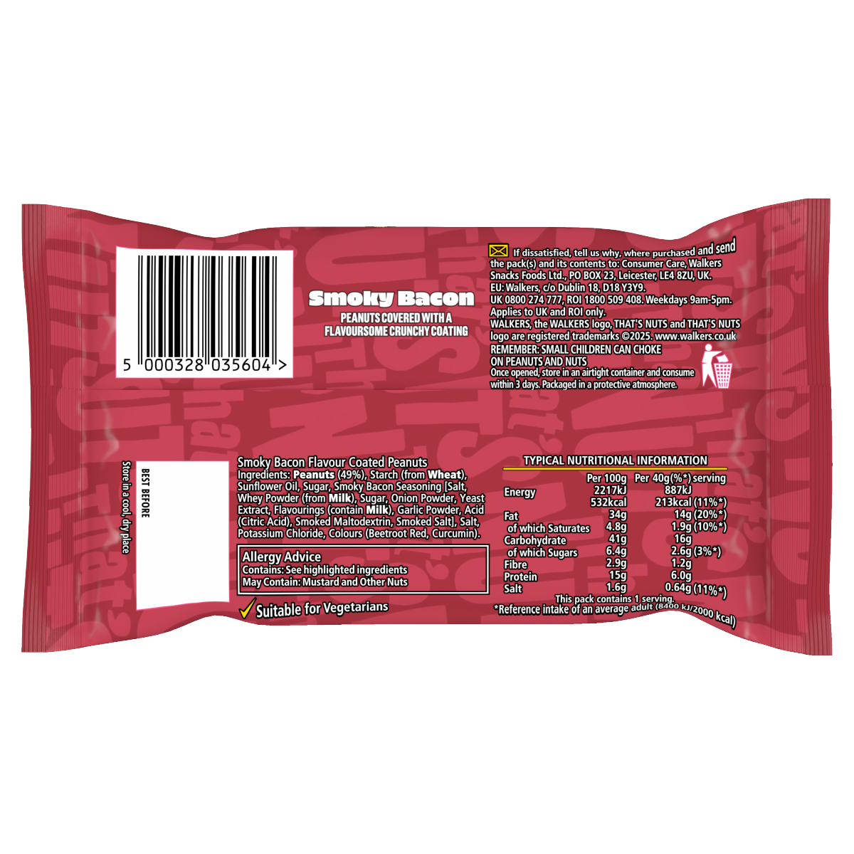 That’s Nuts Walkers Smoky Bacon Coated Peanuts Grab Bag 40g