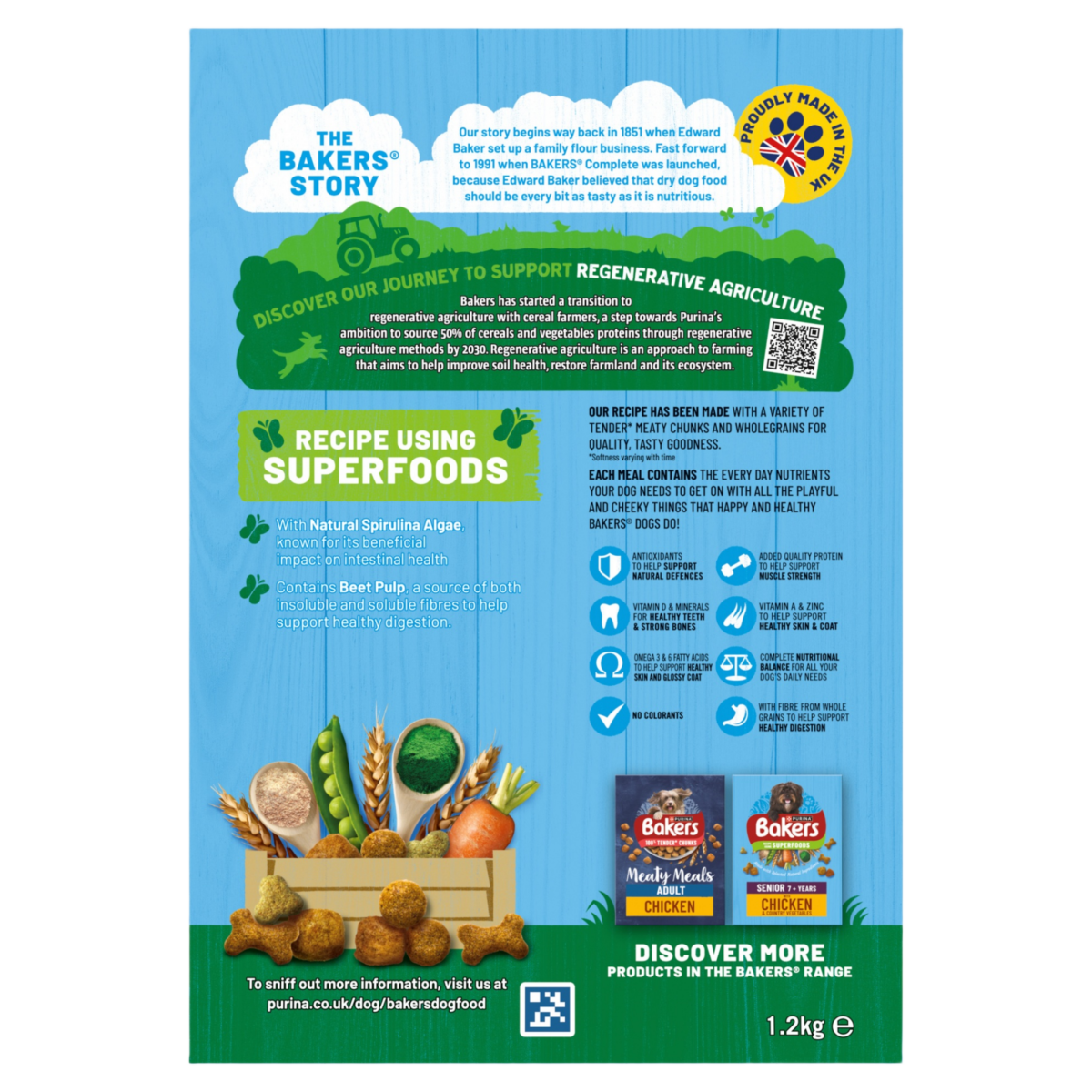 BAKERS Superfoods Beef with Vegetables Dry Dog Food 1.2kg