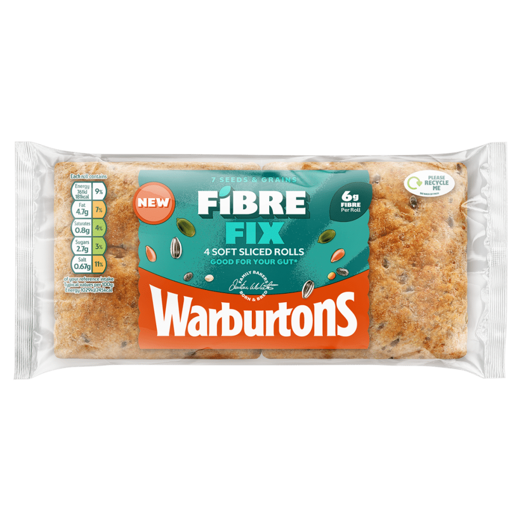 Warburtons 4 Fibre Fix Soft Sliced Rolls