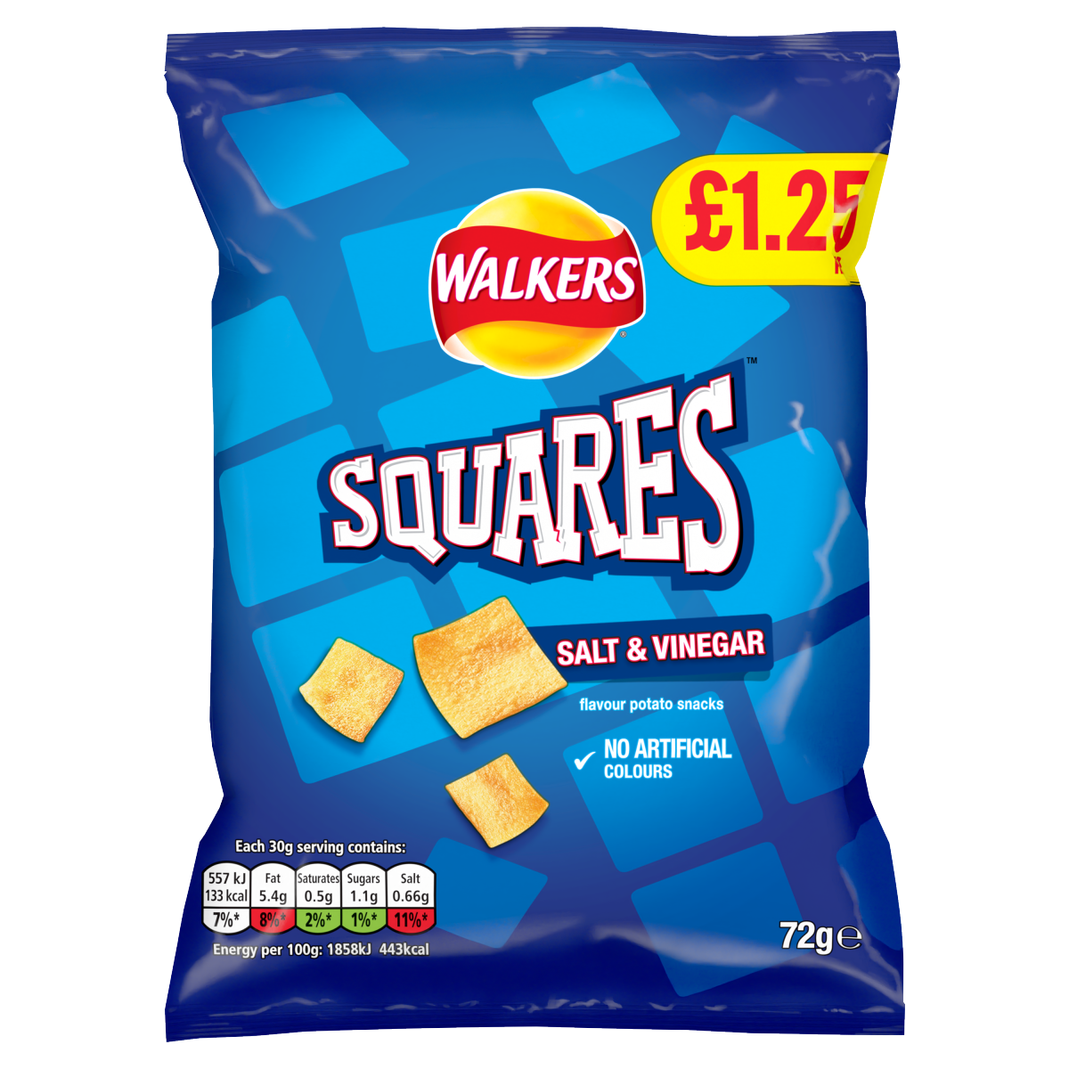 Walkers Squares Salt & Vinegar Snacks £1.25 RRP PMP 72g