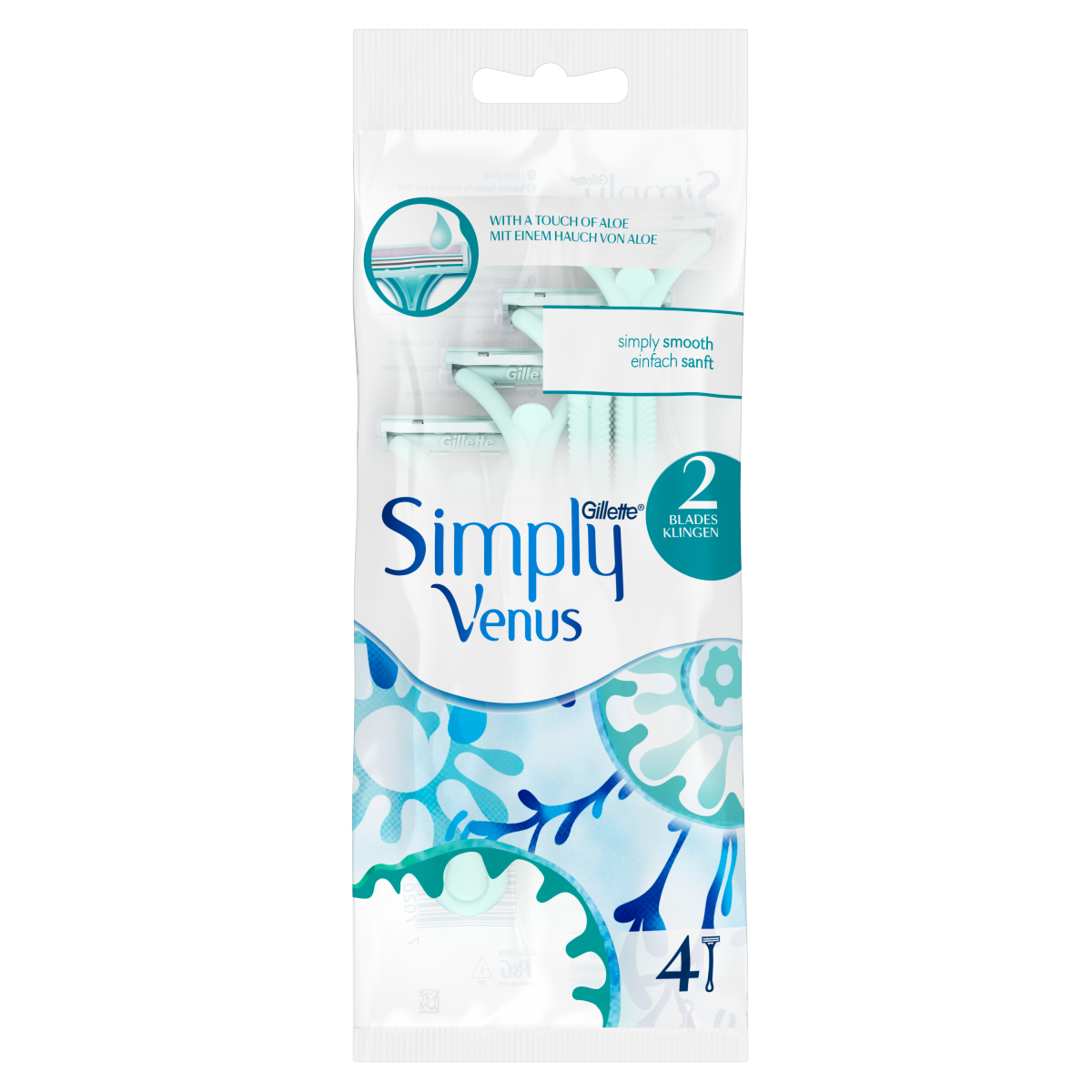 Gillette Simply Venus 2 Women’s Disposable Razors, 4 Pack
