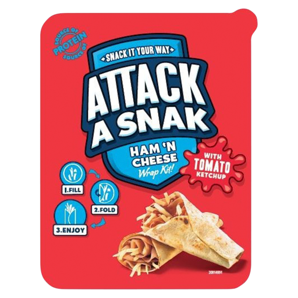 Attack a Snak Ham ‘N Cheese Wrap Kit with Tomato Ketchup 86g