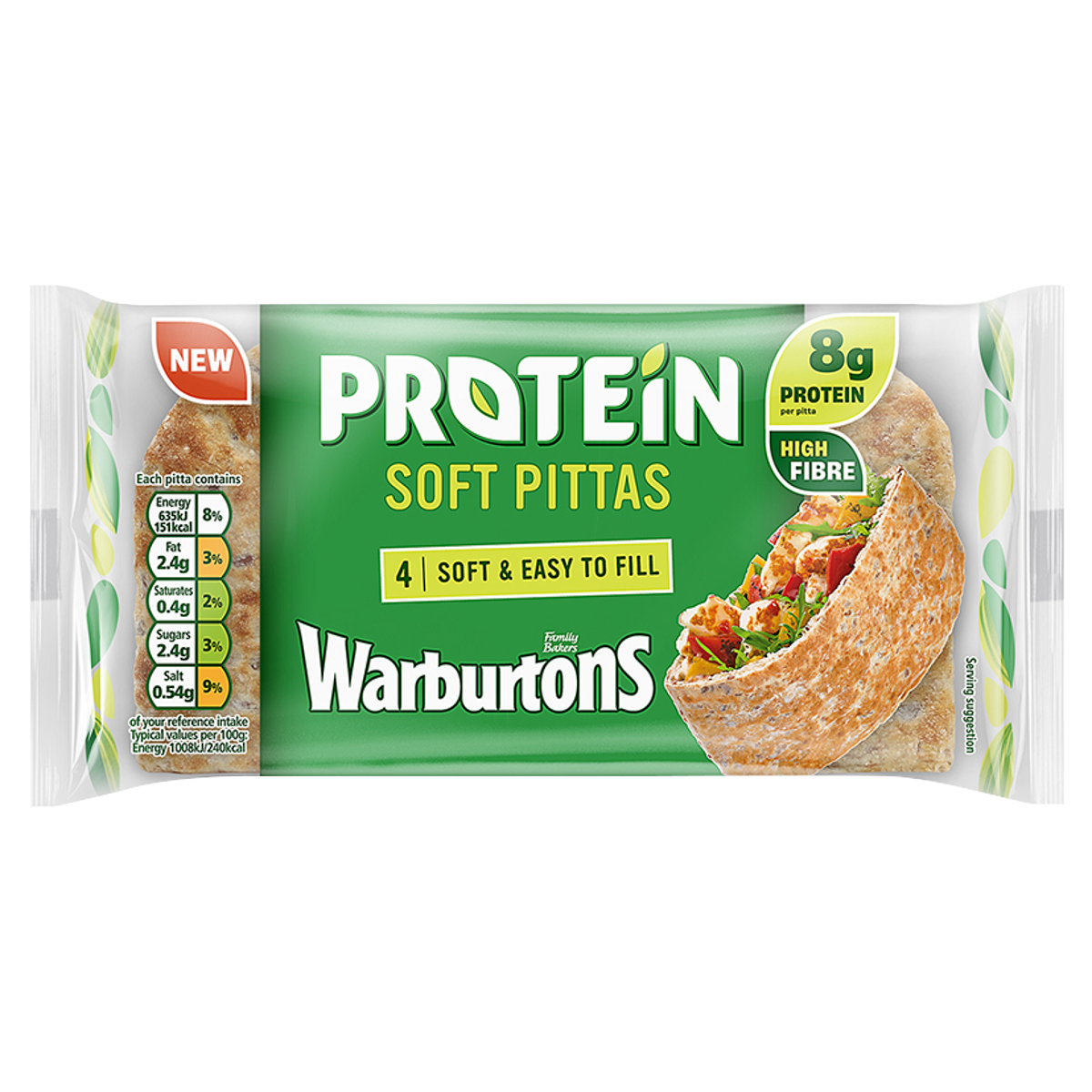 Warburtons 4 Protein Soft Pittas