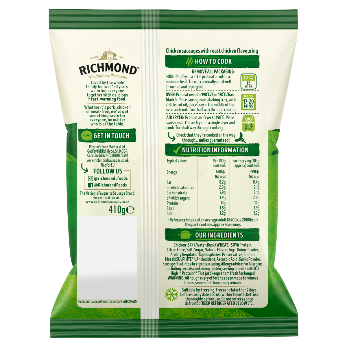Richmond 8 Roast Chicken Sausages 410g