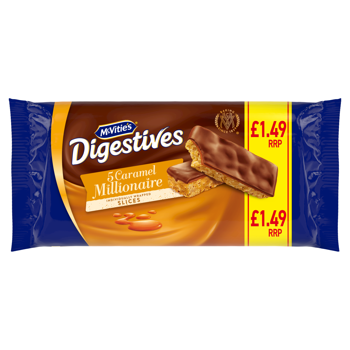 McVities Digestives 5 Caramel Millionaire Digestives 109.9g