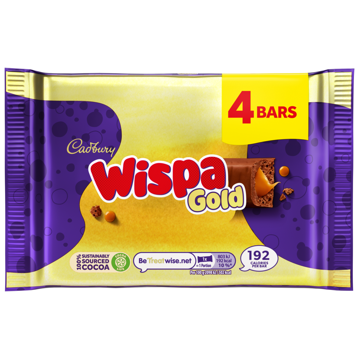 Cadbury Wispa Gold Chocolate Bar 4 Pack Multipack 153.2g (4 x 38.3g)