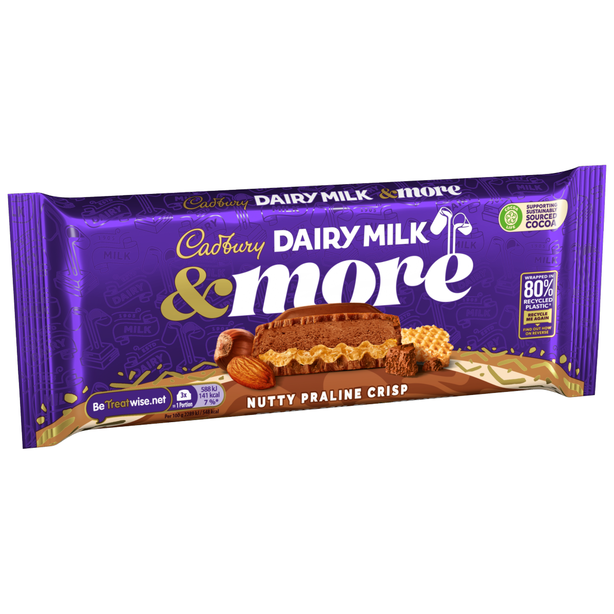 Cadbury Dairy Milk &More Nutty Praline Crisp Chocolate Bar 180g