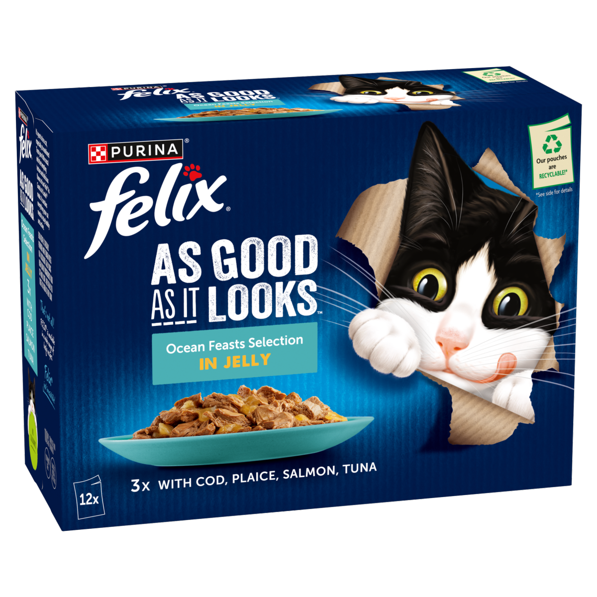 FELIX As Good As it Looks Ocean Feasts Wet Cat Food 12x85g