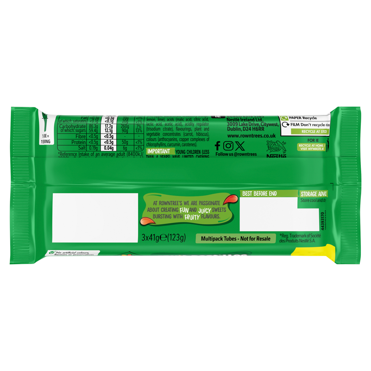 Rowntree’s Fruit Pastilles 3 x 41g (123g)