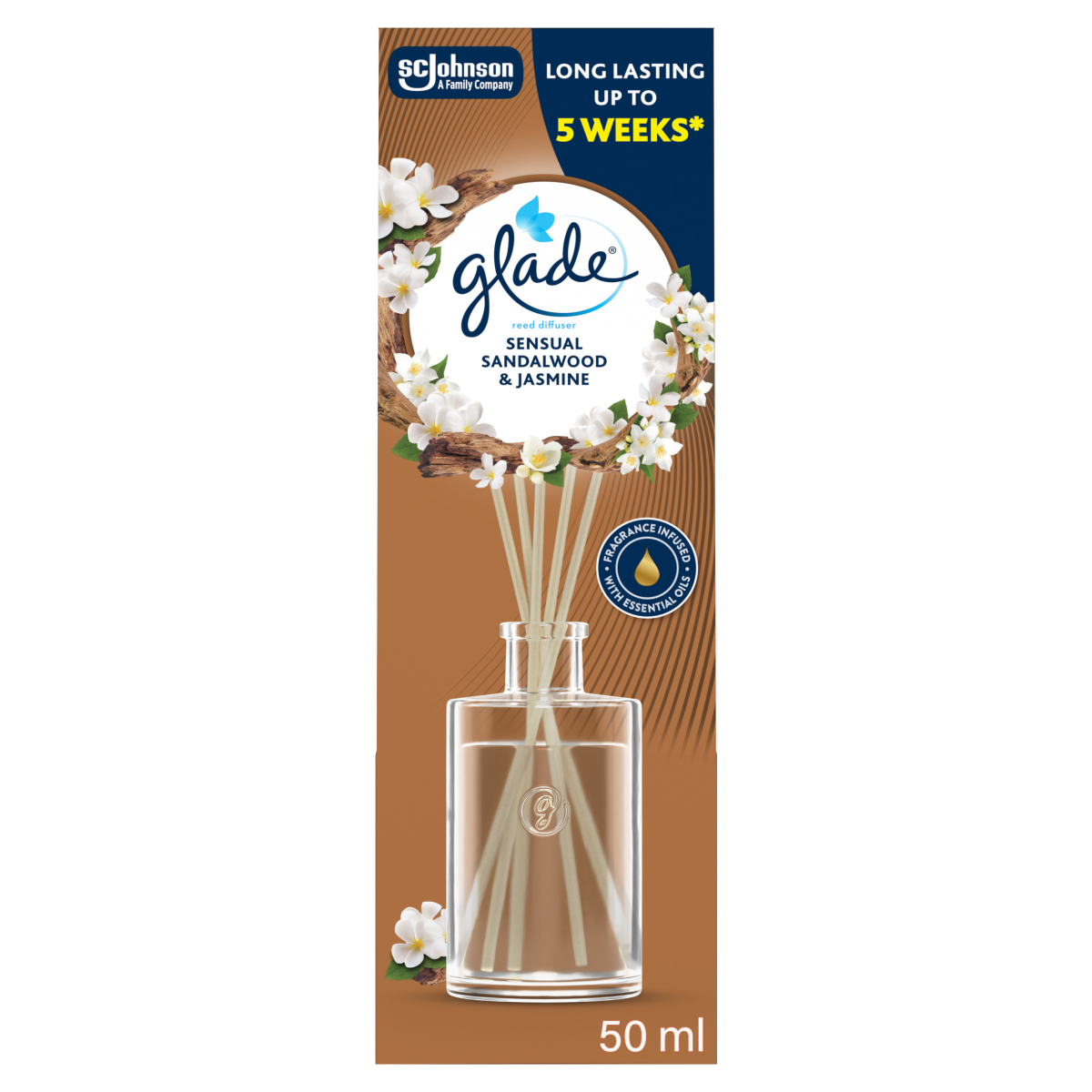 Glade Sensual Sandalwood & Jasmine Reed Diffuser 50ml