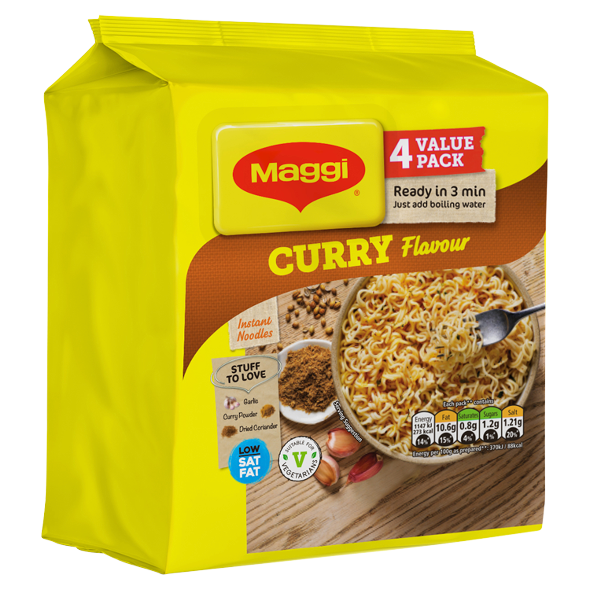 MAGGI 3 Minute Instant Noodles Curry Flavour 4 x 59g