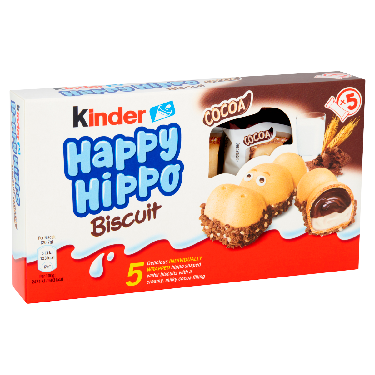 Kinder Happy Hippo Chocolate Cream Biscuits Multipack 5 x 20.7g (103g)