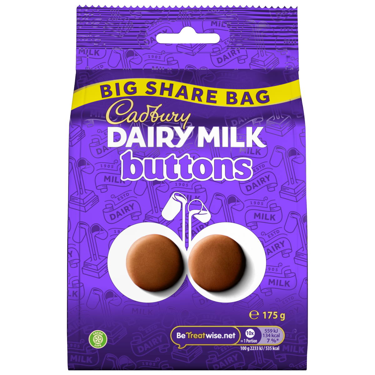 Cadbury Dairy Milk Buttons Chocolate Large Sharing Bag 175 g