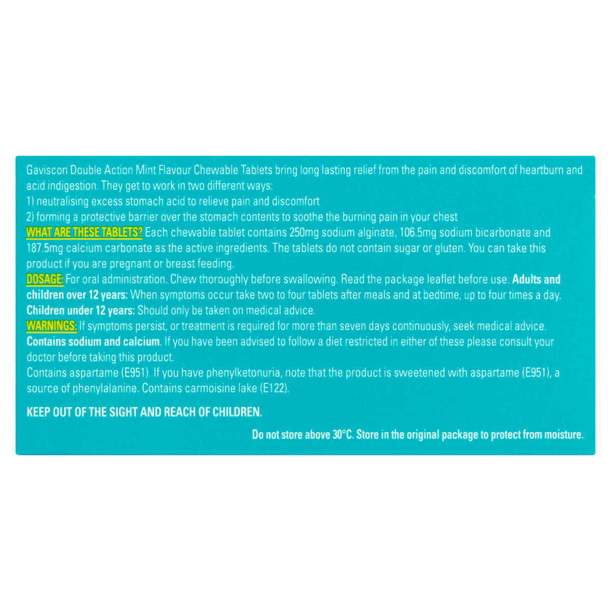 Gaviscon Double Action Mint Flavour 24 Chewable Tablets