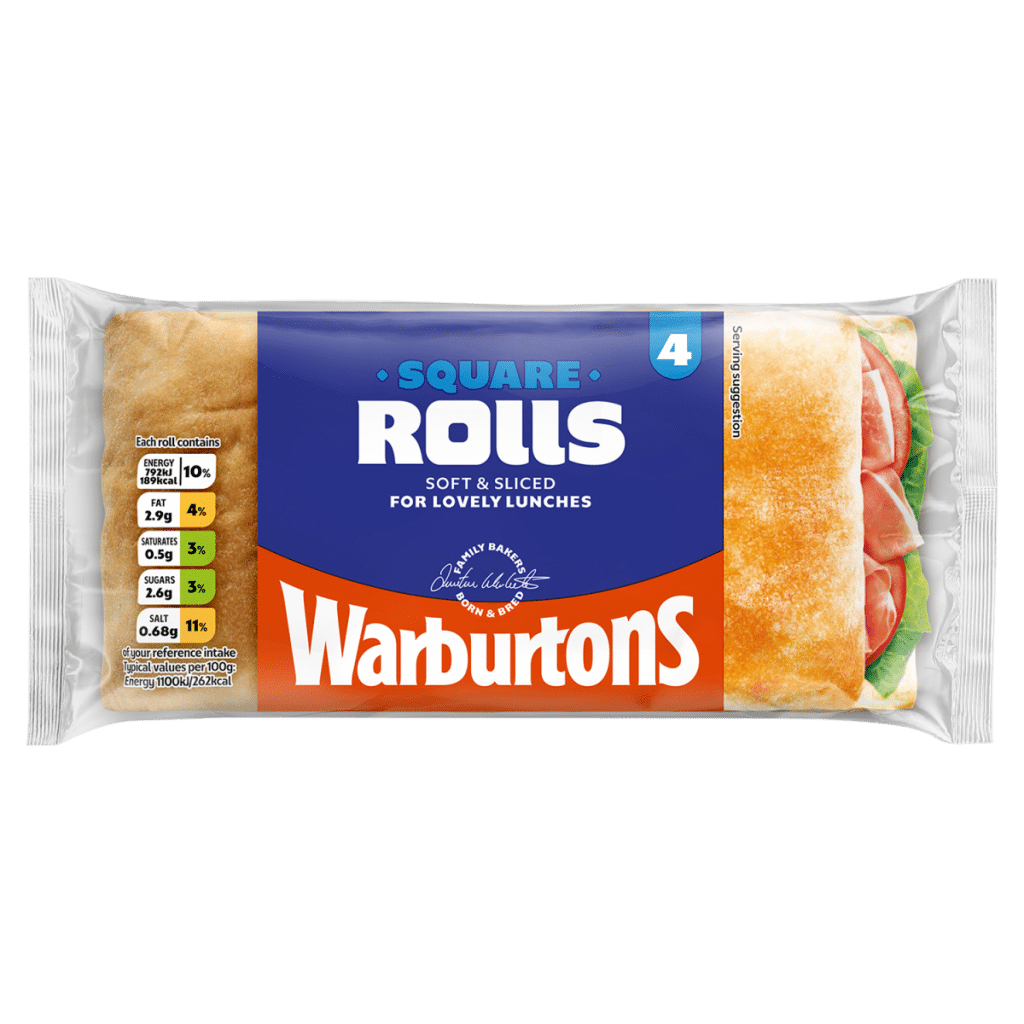 Warburtons 4 Square Rolls