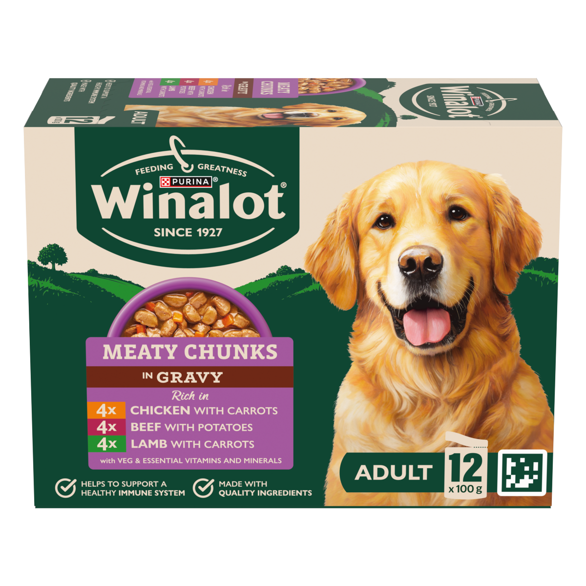 WINALOT Meaty Chunks Mixed in Gravy Wet Dog Food 12x100g