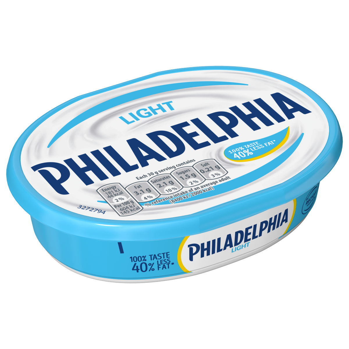 Philadelphia Light Soft Cream Cheese The same great taste with 40% Less Fat Tub 165 g