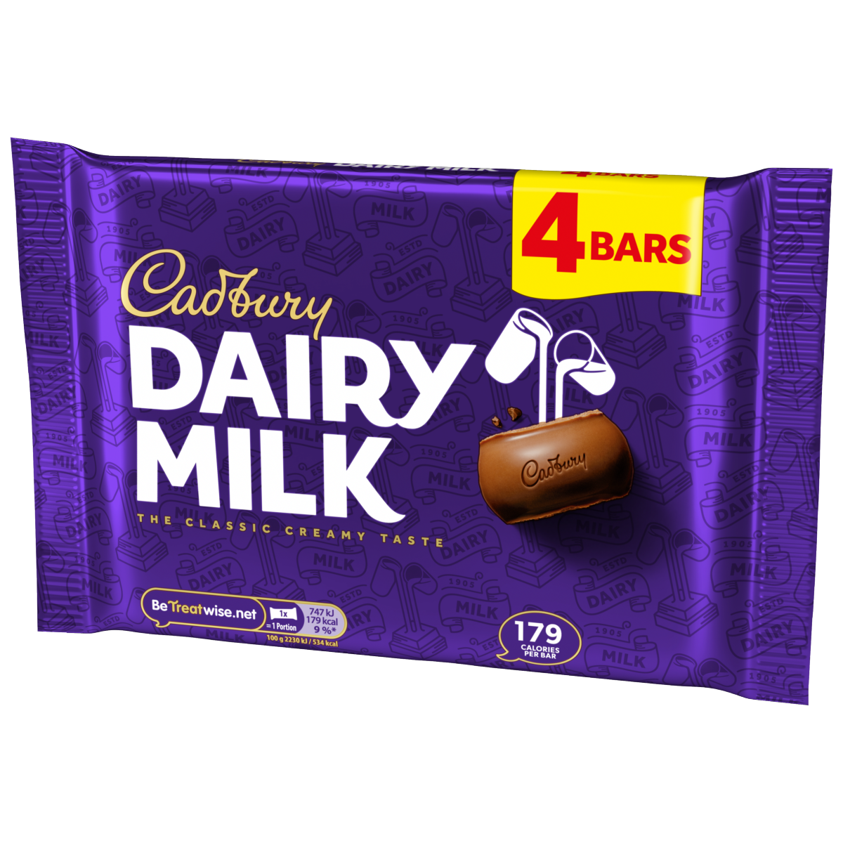 Cadbury Dairy Milk Chocolate Bar 4 Pack Multipack 134g (4 x 33.5g)