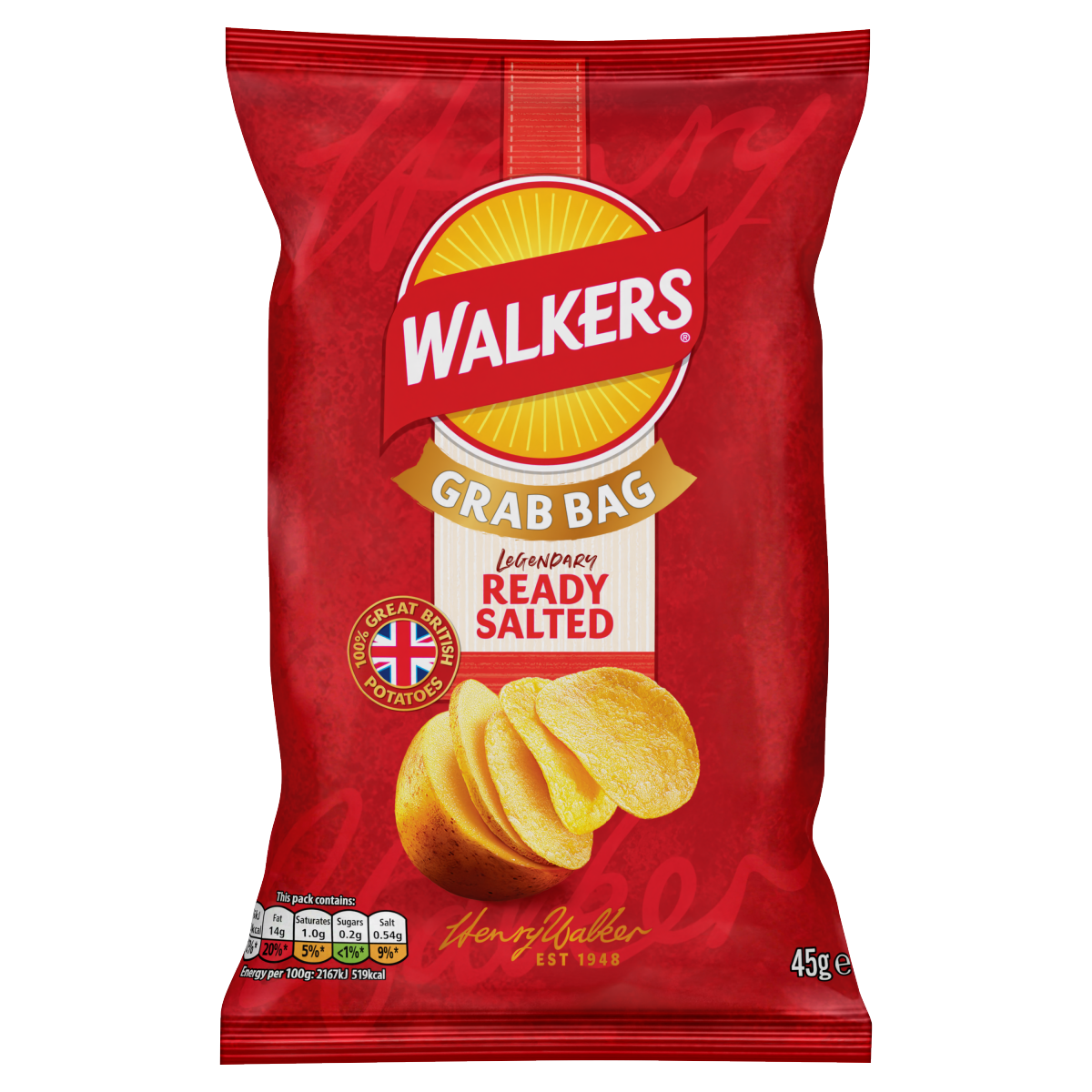 Walkers Ready Salted Grab Bag Crisps 45g