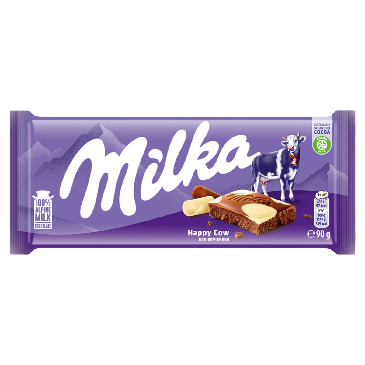 Milka Happy Cow Milk & White Chocolate Bar 90g