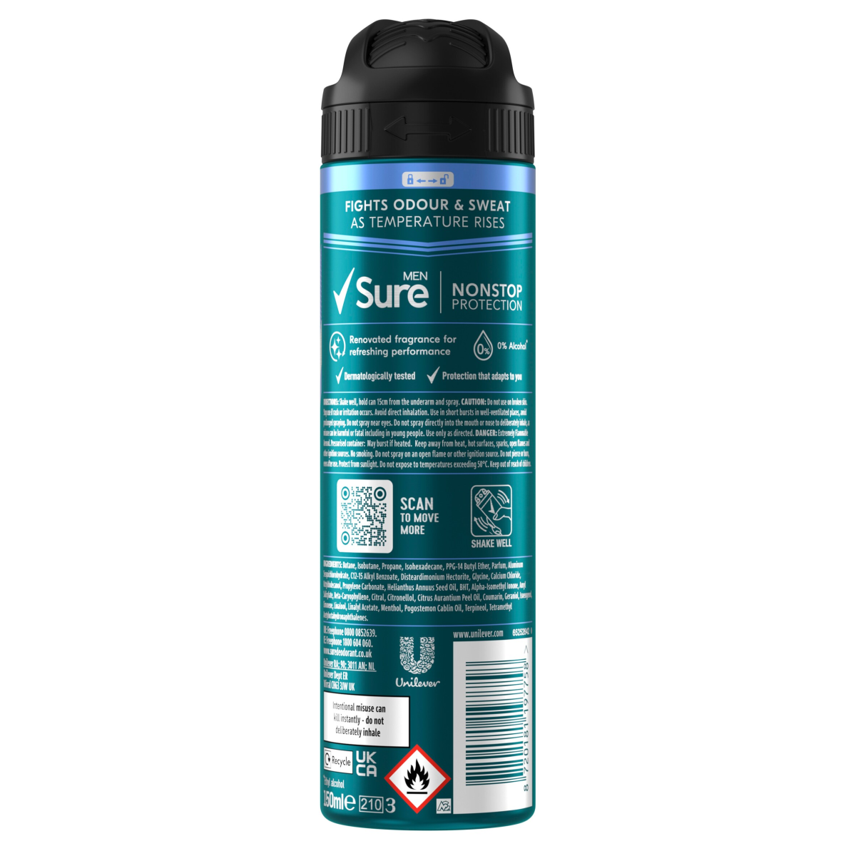 Sure Men Nonstop Protection Anti-Perspirant Aerosol Invisible Ice Fresh 150 ml