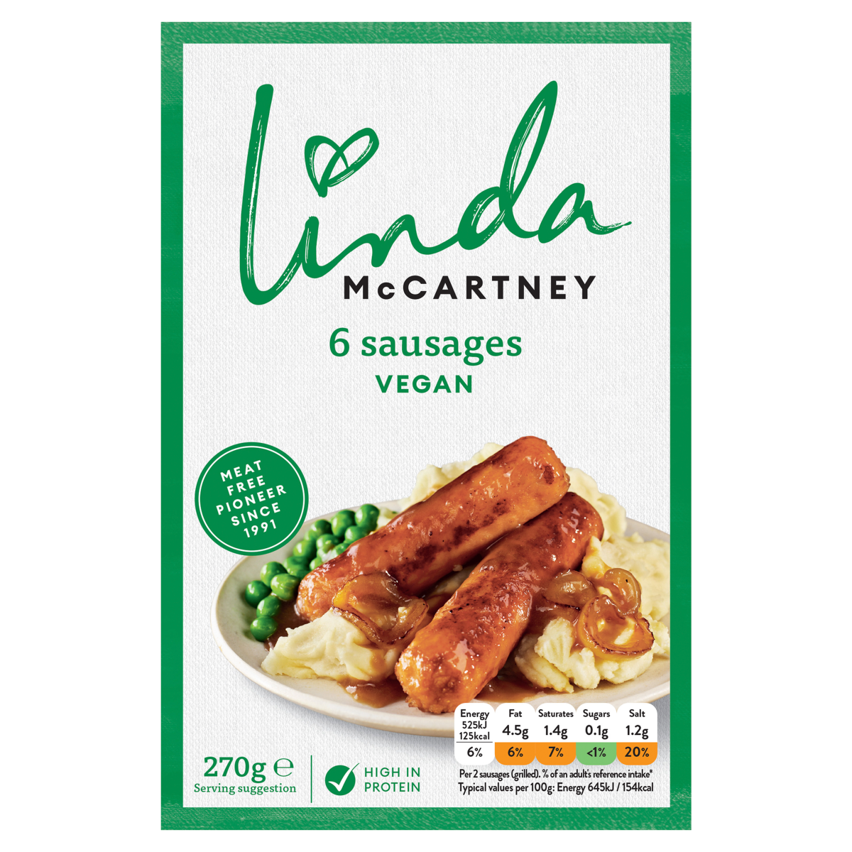 Linda McCartney 6 Vegan Sausages 270g