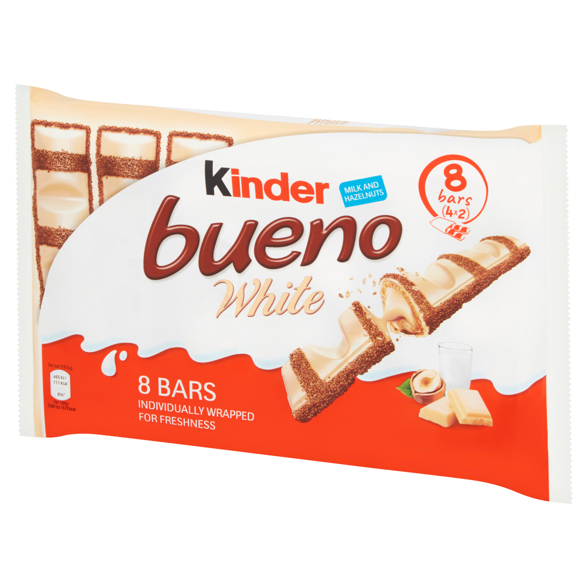 Kinder Bueno White Milk and Hazelnuts Bars 4 x 39g (156g)