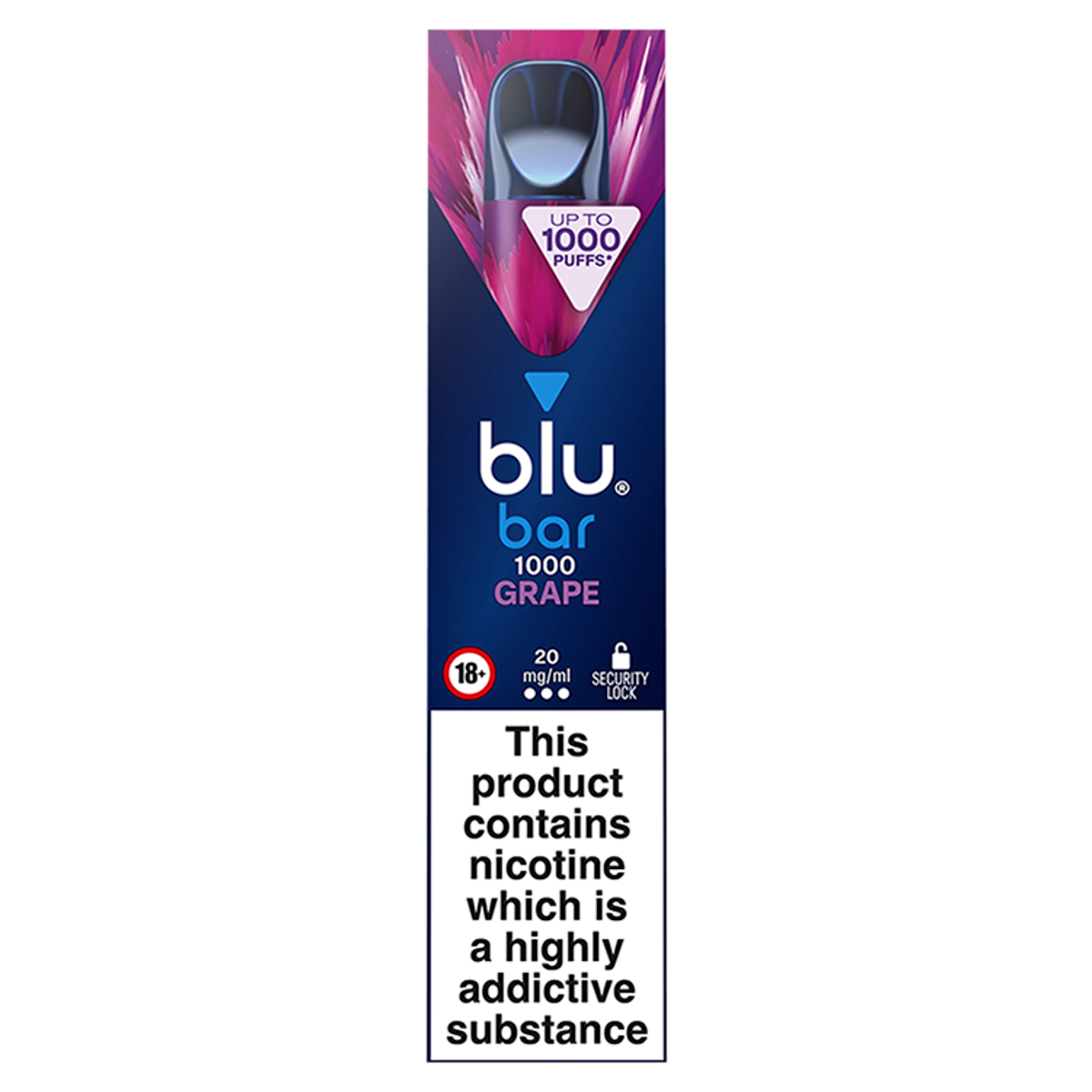blu bar 1000 Grape Disposable Vape 20mg/ml