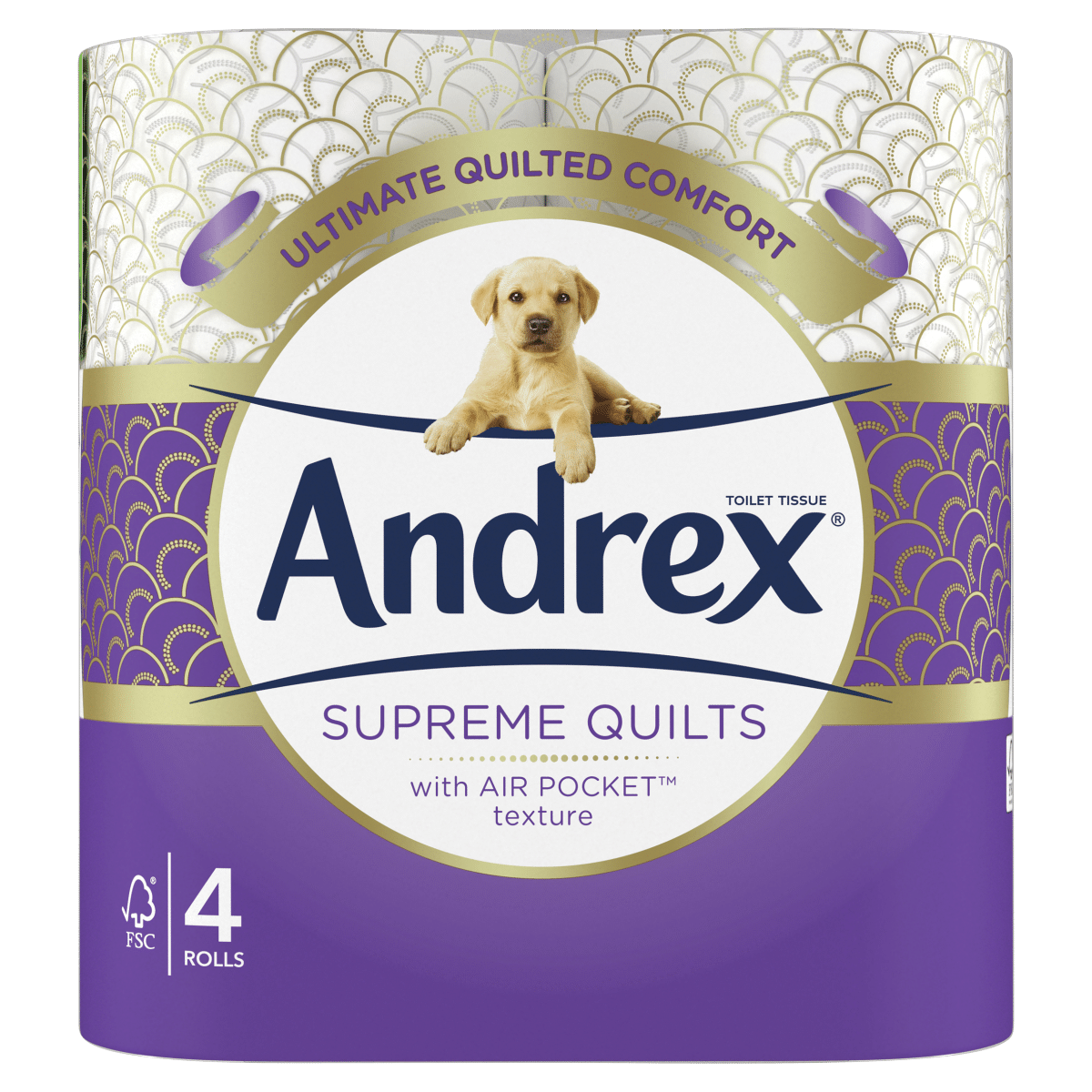 Andrex® Supreme Quilts Toilet Tissue, 4 Quilted Toilet Rolls - One Stop