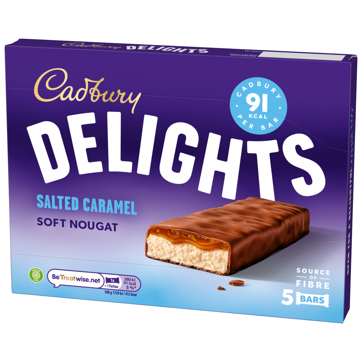Cadbury Delights Chocolate Salted Caramel 5 Pack Multipack 110g (5 x 22g)