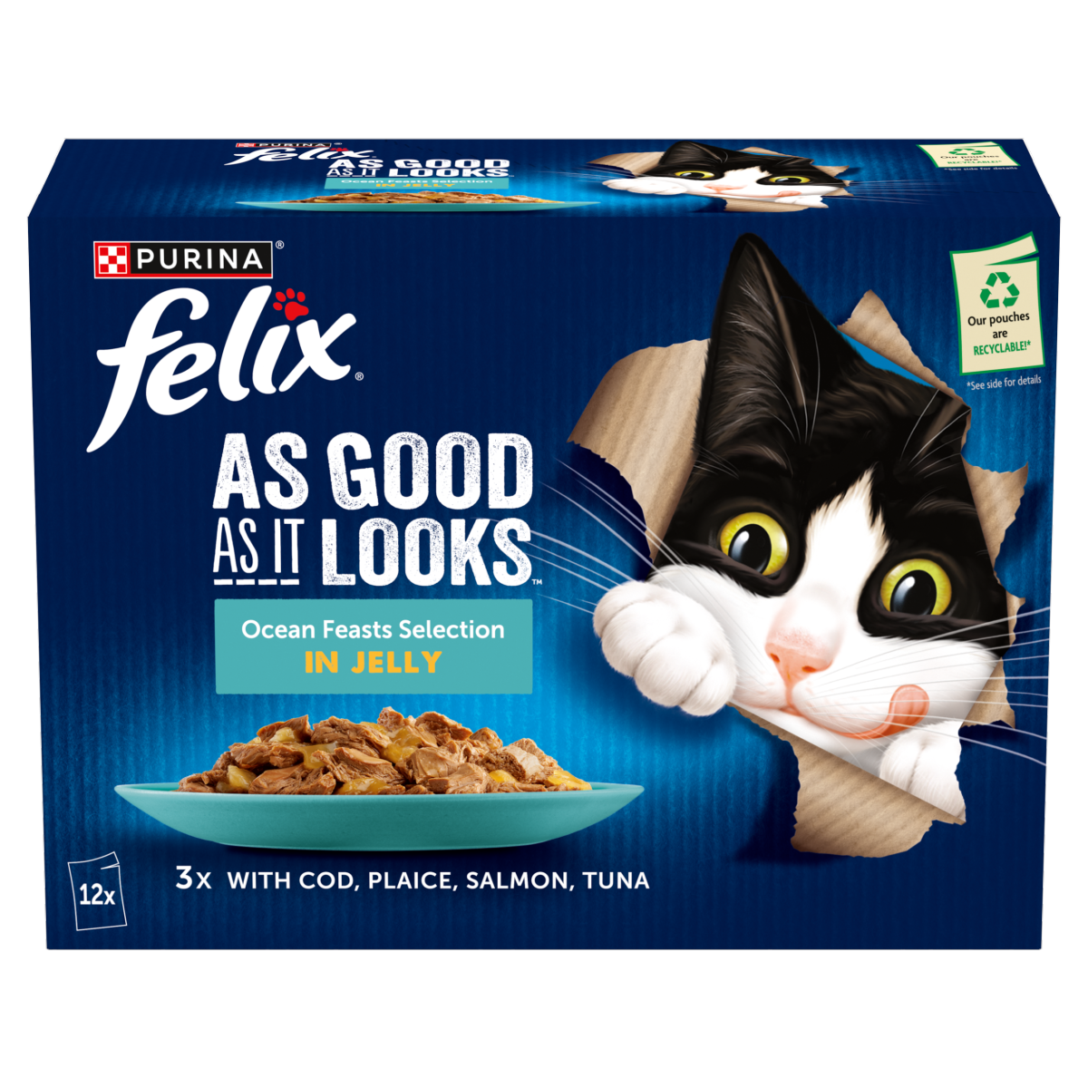 FELIX As Good As it Looks Ocean Feasts Wet Cat Food 12x85g